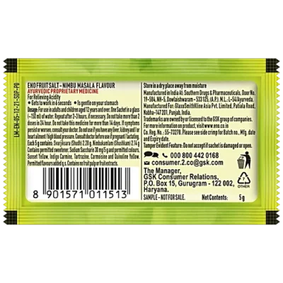 ENO FRUIT SALT | NIMBU MASALA 5GM - Image 2