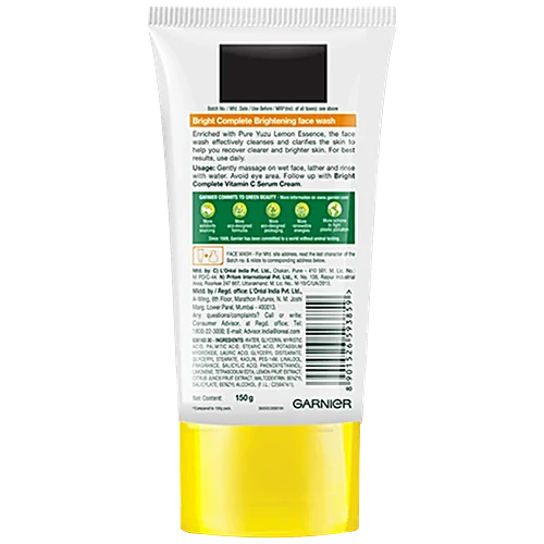 GARNIER SKIN NATURALS BRIGHT COMPLETE VITAMIN C FACE WASH 150gm - Image 2