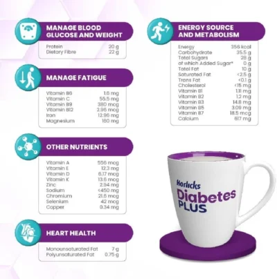 HORLICKS DIABETES PLUS POWDER | VANILLA - Image 2