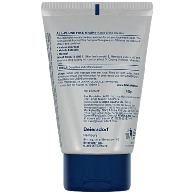 NIVEA MEN ALL IN 1 CHARCOAL FACE WASH - Image 2